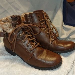 Girls Brown Ankle Boots sz 3M EUC